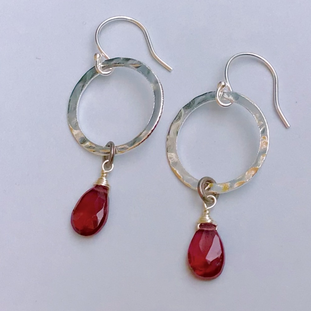 Sundance charm garnet sterling silver earrings